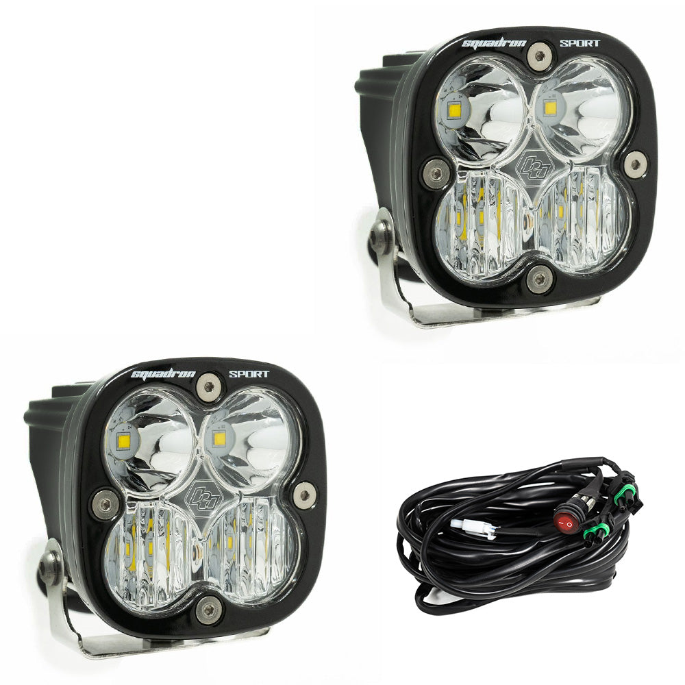 Baja Designs Squadron Sport Black LED Auxiliary Light Pod Pair (Driving/Combo, Clear) Baja Designs