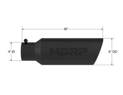 MBRP T5130BLK Tip. 6in. O.D.. Rolled end. 4in. inlet 18in. in length - view 2