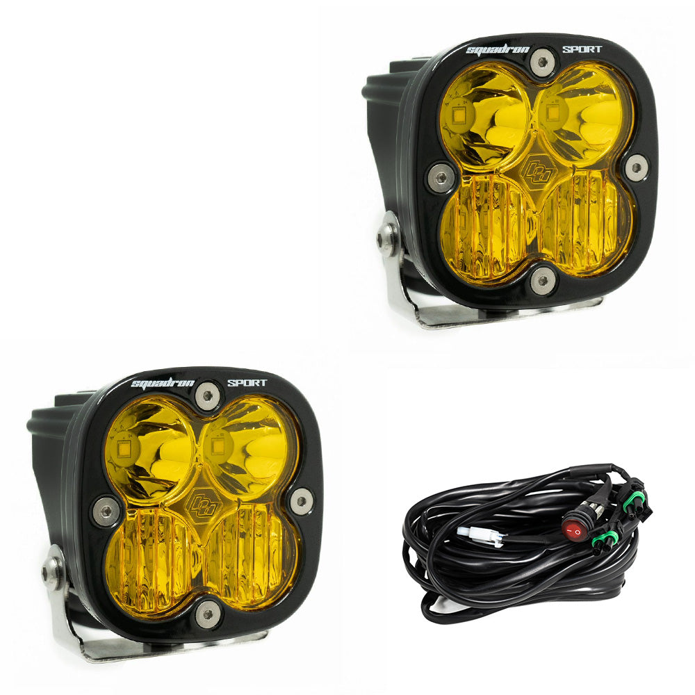 Baja Designs Squadron Sport Black LED Auxiliary Light Pod Pair (Driving/Combo, Amber) Baja Designs