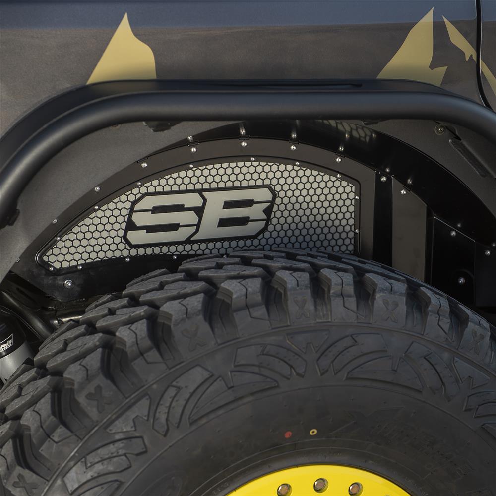 Smittybilt 77986 Rear Aluminum Inner Fender Liner Pair Black (18+ JL/JLU)