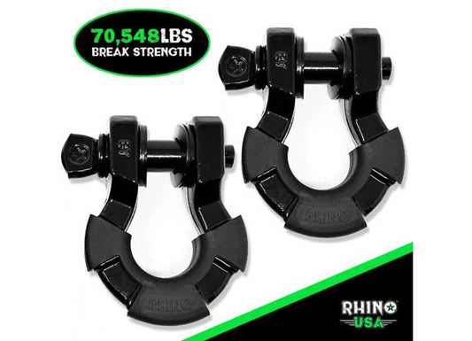 8 Ton Heavy-Duty Recovery Shackle Set - 2 Pack in Black
