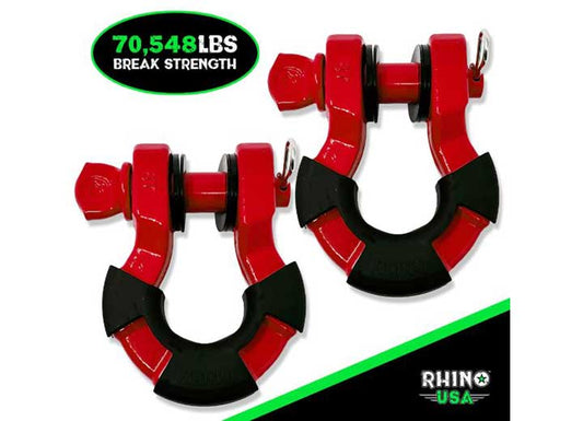 8 Ton Heavy-Duty Recovery Shackle Set - Red (2 Pack)