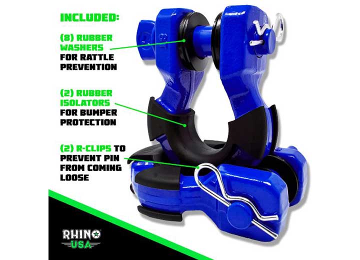 Rhino USA - 8 TON RECOVERY SUPER SHACKLE 2 PCK BLUE