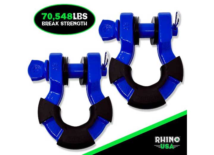 8-Ton Heavy-Duty Recovery Shackles - 2 Pack in Blue