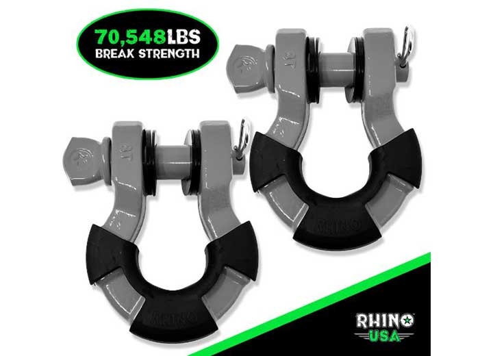 Rhino USA - 8 TON RECOVERY SUPER SHACKLE 2 PCK GRAY