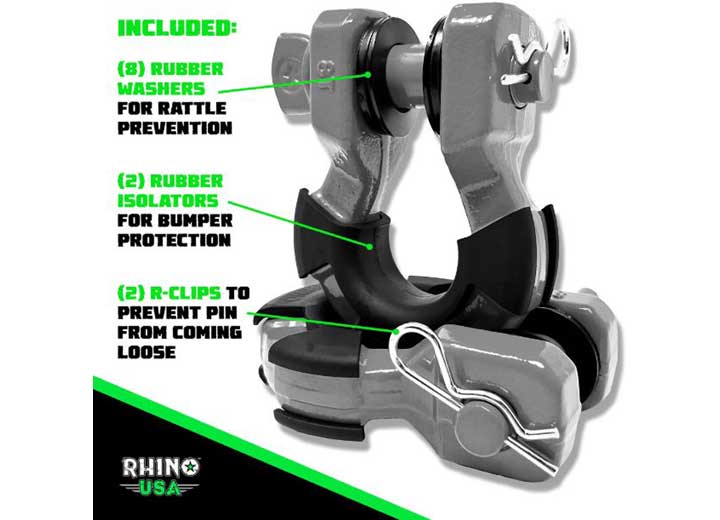 Rhino USA - 8 TON RECOVERY SUPER SHACKLE 2 PCK GRAY