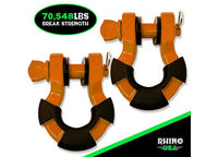 8-Ton Heavy-Duty Recovery Super Shackle - 2 Pack in Bright Orange