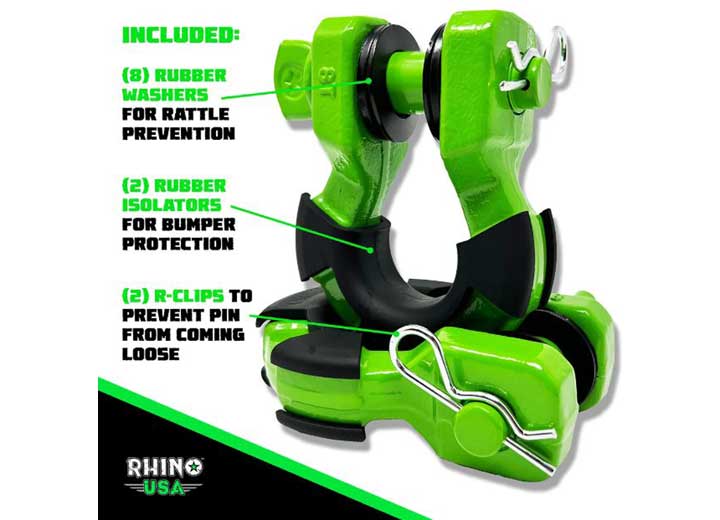 Rhino USA - 8 TON SUPER SHACKLES W/ ISOLATORS