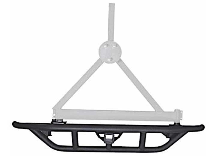 87-06 WRANGLER YJ/TJ/LJ SRC MID WIDTH REAR TUBULAR BUMPER W/HITCH & TIRE CARRIER MOUNT STUD;TEXT BLK