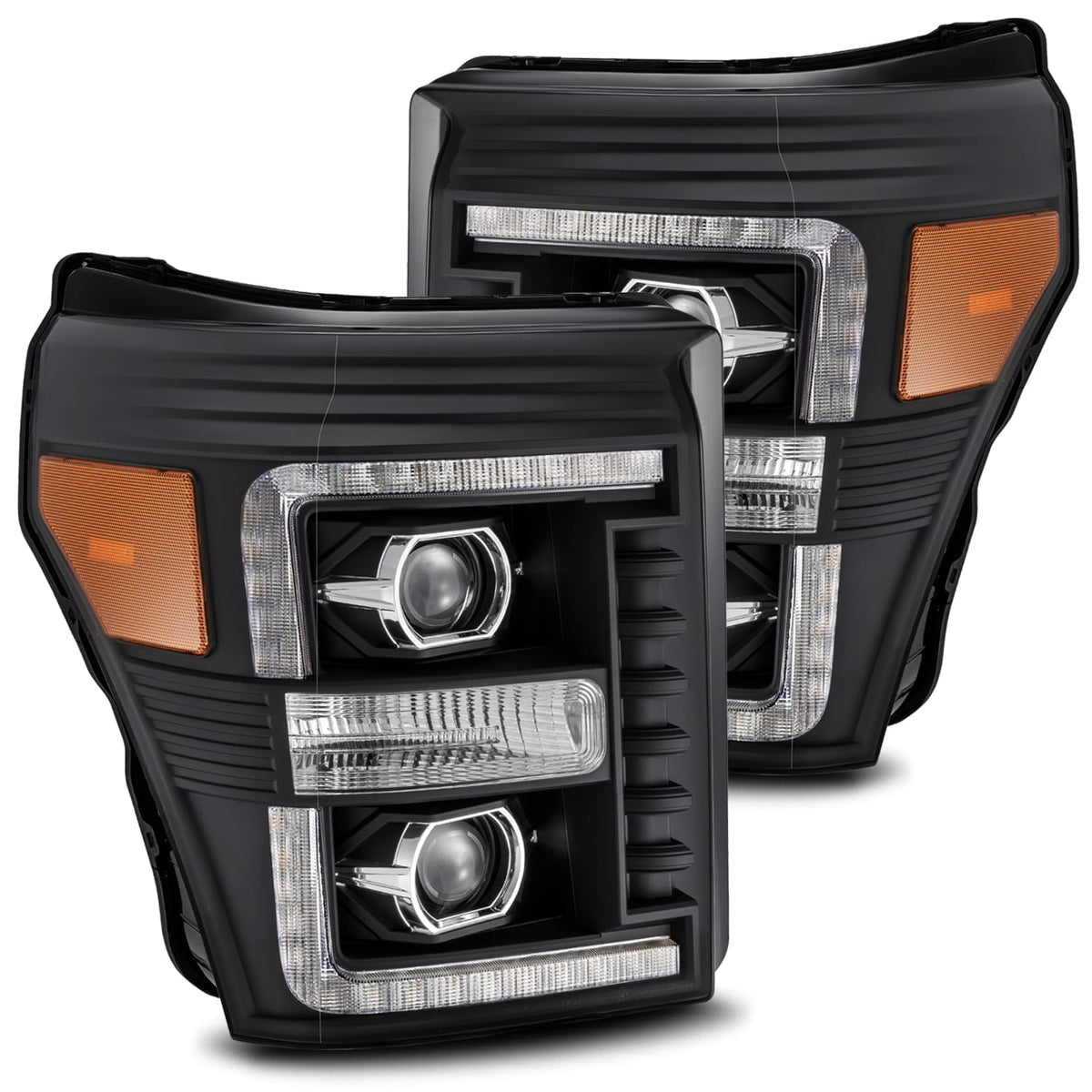 AlphaRex 880142 Projector Headlights Plank Style Design Black