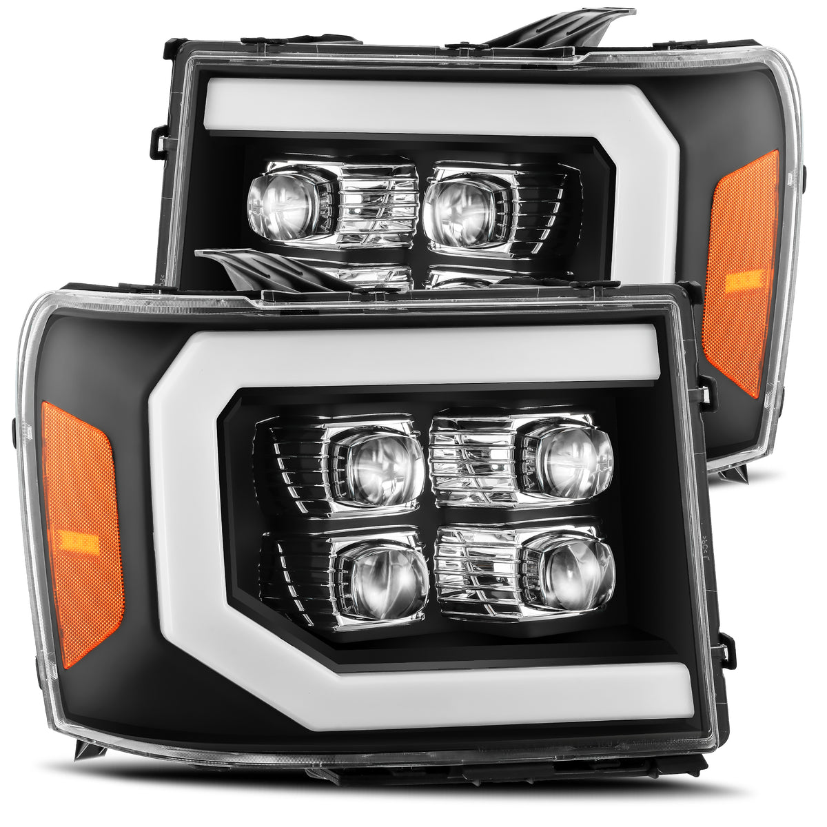 AlphaRex 880608 LED Projector Headlights Plank Style Design Chrome