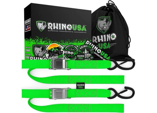 8FT Green Cambuckle Tie-Down Straps (Set of 2) - Heavy-Duty Cargo Securing Solution