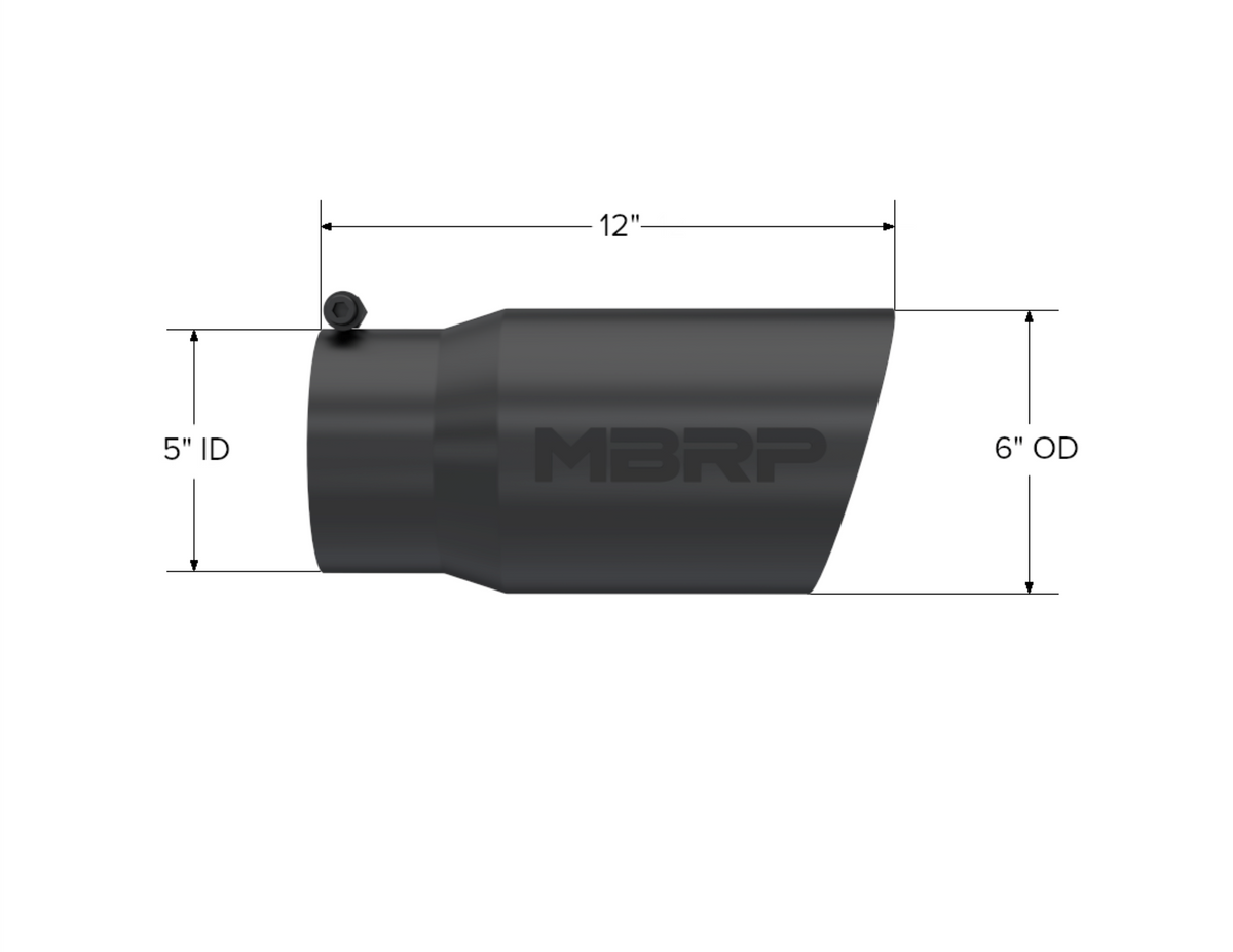 MBRP T5074BLK 6" OD. Dual Wall Angled. 5" ID. 12" Length. BLK - view 2