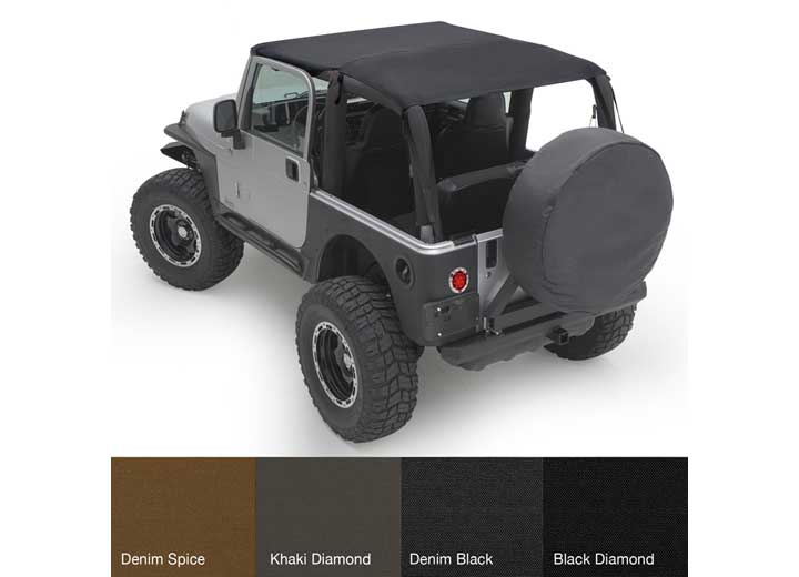 97-06 WRANGLER TJ EXTENDED TOP; COVERS FRONT/REAR SEATS; BLACK DIAMOND Smittybilt
