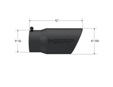 MBRP T5075BLK Tip. 6in. O.D. Angled Rolled End 5in. inlet 12in. length - view 2