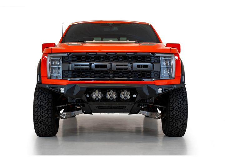 21-C F150 RAPTOR BOMBER FRONT BUMPER BLACK(MOUNTS FOR 3 BAJA DESIGN LP6 ROUND LIGHTS)