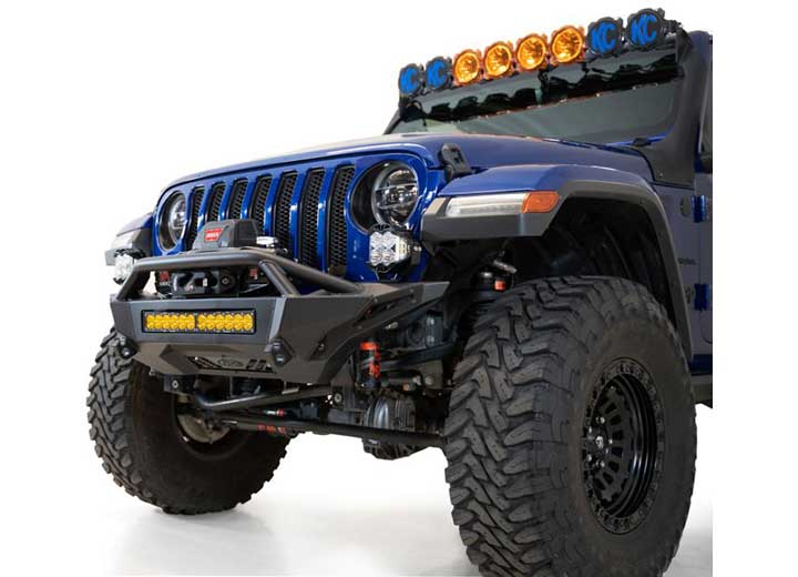 18-C WRANGLER STEALTH FIGHTER FRONT BUMPER W/D RING & WINCH MOUNT UNIVERSAL 20IN MOUNTS BLACK