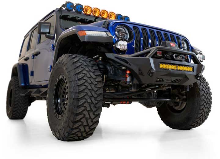 18-C WRANGLER STEALTH FIGHTER FRONT BUMPER W/D RING & WINCH MOUNT UNIVERSAL 20IN MOUNTS BLACK