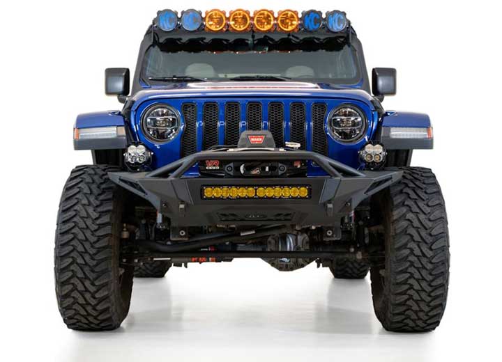 18-C WRANGLER STEALTH FIGHTER FRONT BUMPER W/D RING & WINCH MOUNT UNIVERSAL 20IN MOUNTS BLACK
