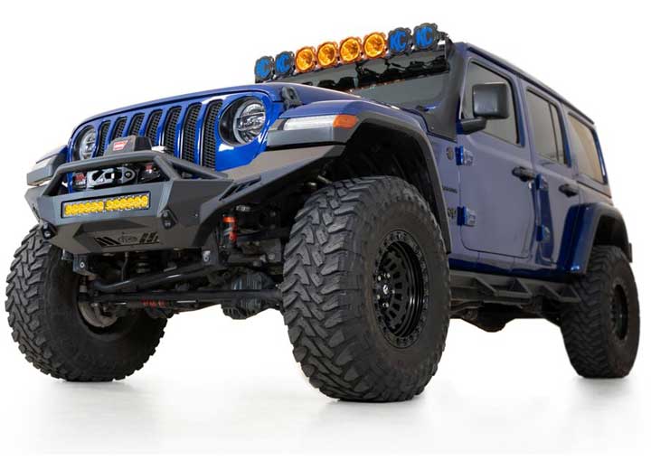 18-C WRANGLER STEALTH FIGHTER FRONT BUMPER FULL LENGTH UNIVERSAL 20IN MOUNTS BLACK