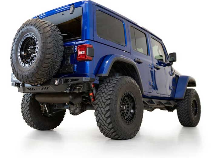 18-C WRANGLER STEALTH FIGHTER REAR BUMPER W/D RING MOUNTS & MOUNTS FOR 2 CUBE LIGHTS BLACK