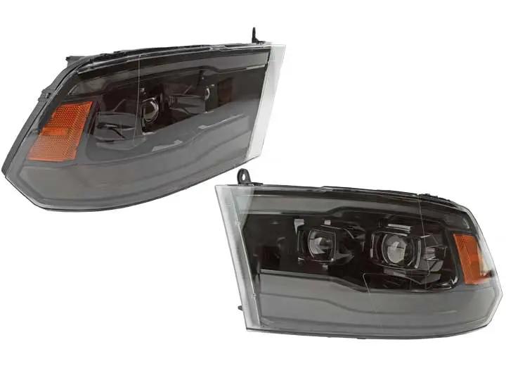 AlphaRex LUXX-Series Black LED Projector Headlights for 09-18 Ram 1500/2500/3500 - With Sequential Turn Signals & DRLs