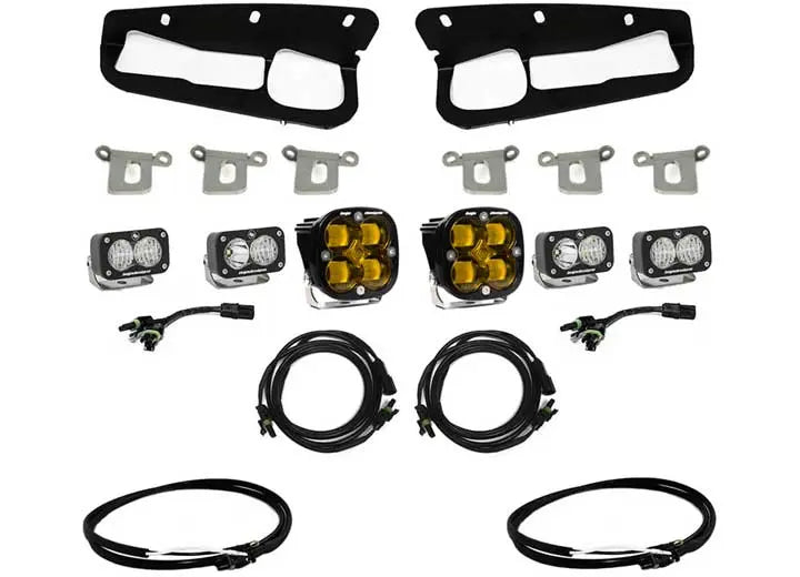 Baja Designs Ford Squadron SAE/Dual S2 Sport Steel Bumper Fog Pocket Light Kit (Amber - Upfitter)