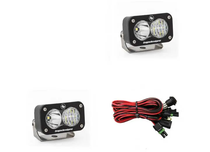 Baja Designs S2 Sport Black LED Auxiliary Light Pod Pair (Clear - Driving/Combo)