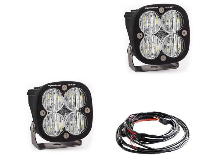 Baja Designs Squadron Sport Black LED Auxiliary Light Pod Pair - Wide Cornering (Clear)