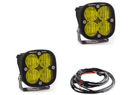 Baja Designs Squadron Sport Black LED Auxiliary Light Pod Pair (Amber - Wide Cornering)