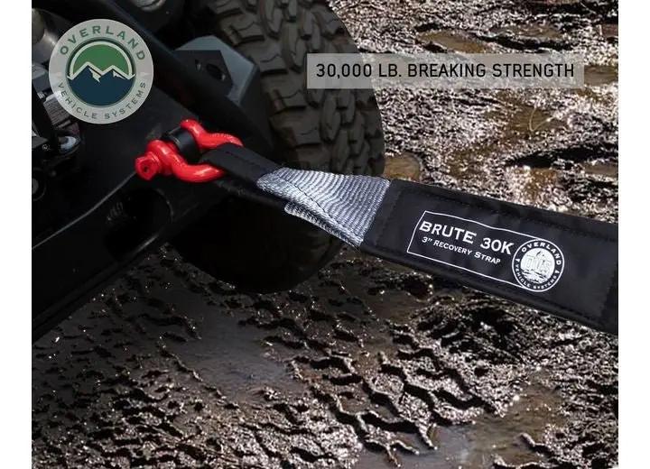 Heavy-Duty 30,000 LB Towing Strap - 3" x 30' Gray with Black Ends & Storage Bag