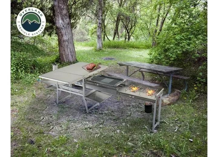 KOMODO OUTDOOR COOKING STATION - DUAL GRILL, SKILLET, FOLDABLE WORKSPACE, AND HEAT EFFICIENT ROCKET TOWER