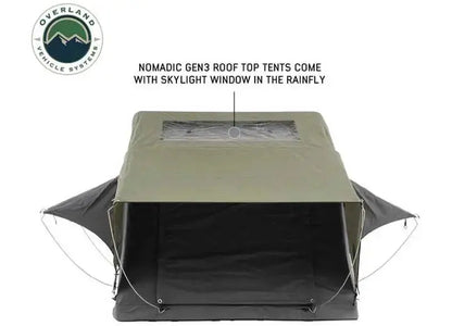 Overland Vehicle Systems / Up Down Air - N2E NOMADIC 2 Extended Rooftop Tent with Green Rainfly and Gray Body