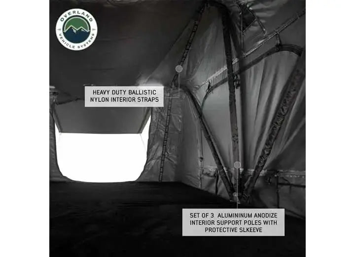 Overland Vehicle Systems / Up Down Air - N2E NOMADIC 2 Extended Rooftop Tent with Green Rainfly and Gray Body