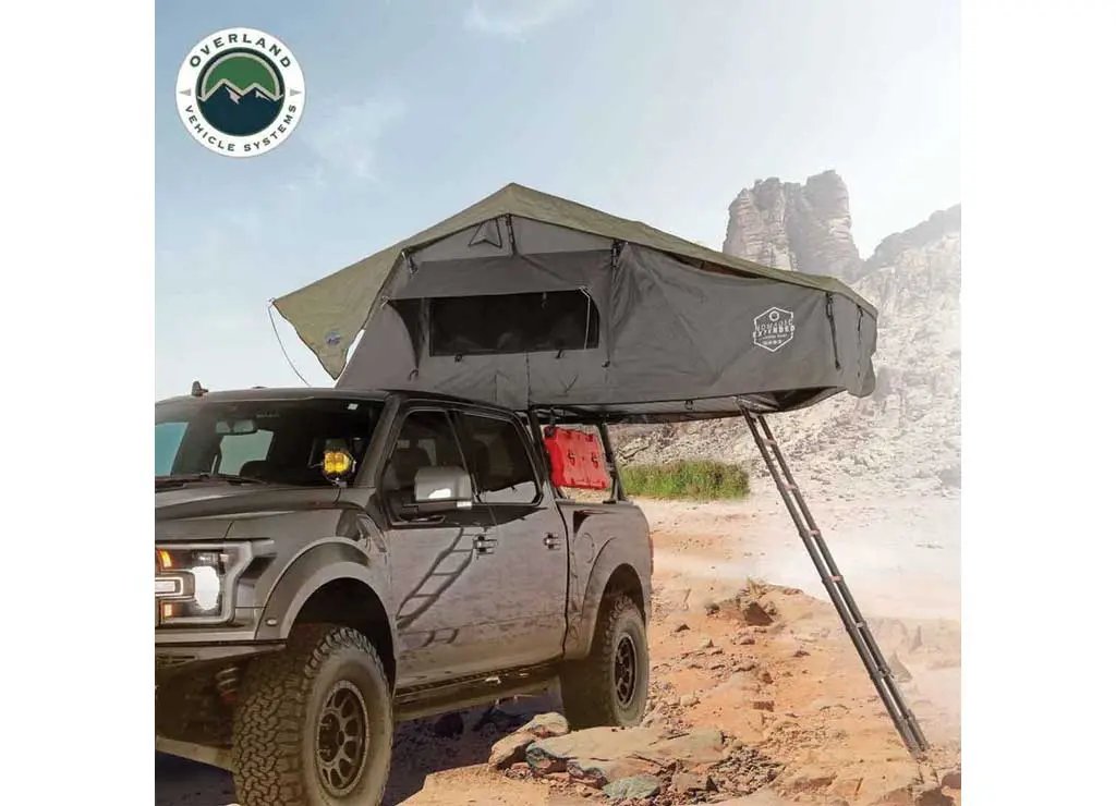 Overland Vehicle Systems / Up Down Air - N3E NOMADIC 3 Extended Roof - Top Tent with Green Rainfly - Ideal for Outdoor Adventures
