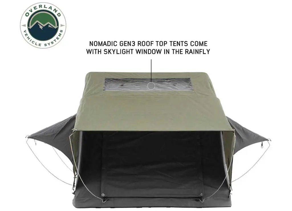 Overland Vehicle Systems / Up Down Air - N3E NOMADIC 3 Extended Roof - Top Tent with Green Rainfly - Ideal for Outdoor Adventures