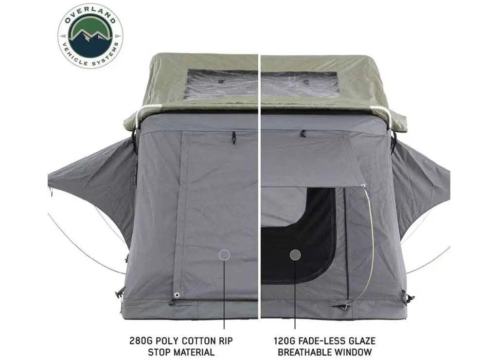 Overland Vehicle Systems / Up Down Air - N3E NOMADIC 3 Extended Roof - Top Tent with Green Rainfly - Ideal for Outdoor Adventures