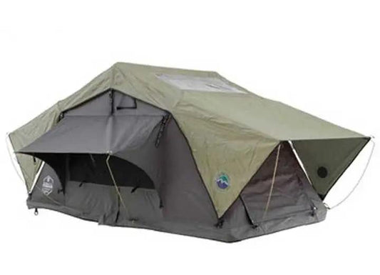 N3S Nomadic 3 Standard Roof Top Tent - Gray Body with Green Rainfly for Adventurous Camping