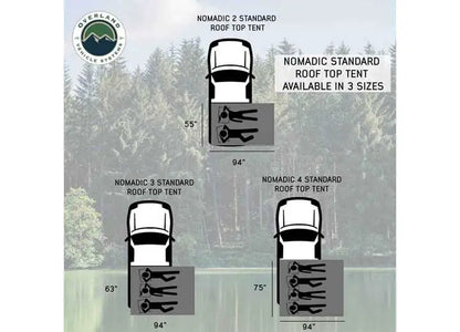 N3S Nomadic 3 Standard Roof Top Tent - Gray Body with Green Rainfly for Adventurous Camping