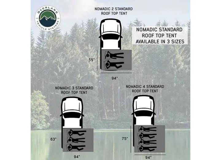 N3S Nomadic 3 Standard Roof Top Tent - Gray Body with Green Rainfly for Adventurous Camping