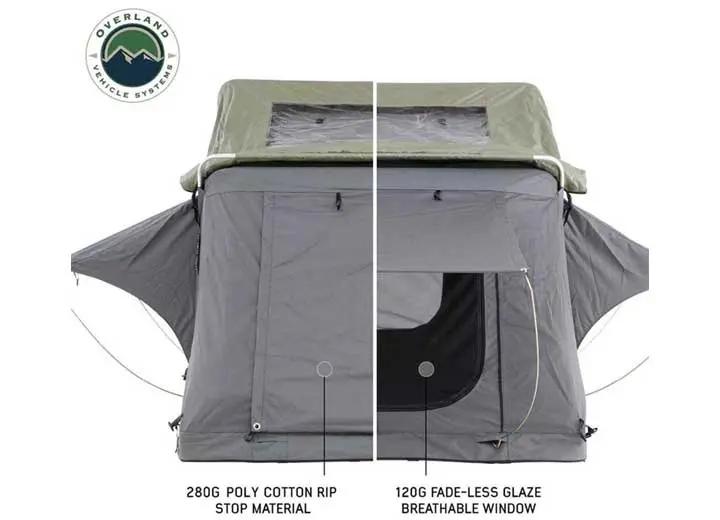 N3S Nomadic 3 Standard Roof Top Tent - Gray Body with Green Rainfly for Adventurous Camping