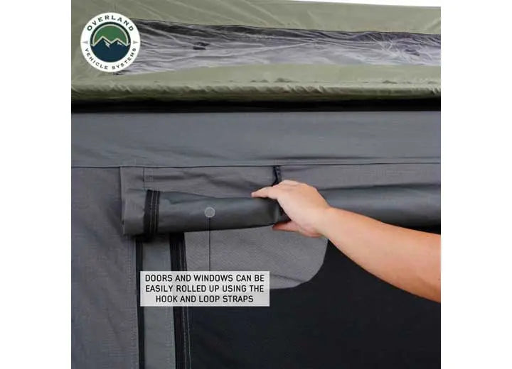 N3S Nomadic 3 Standard Roof Top Tent - Gray Body with Green Rainfly for Adventurous Camping