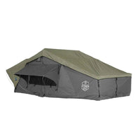 NOMADIC 3 Extended Adventure Roof Top Tent - White Base with Dark Grey Rain Fly and Black Accessories