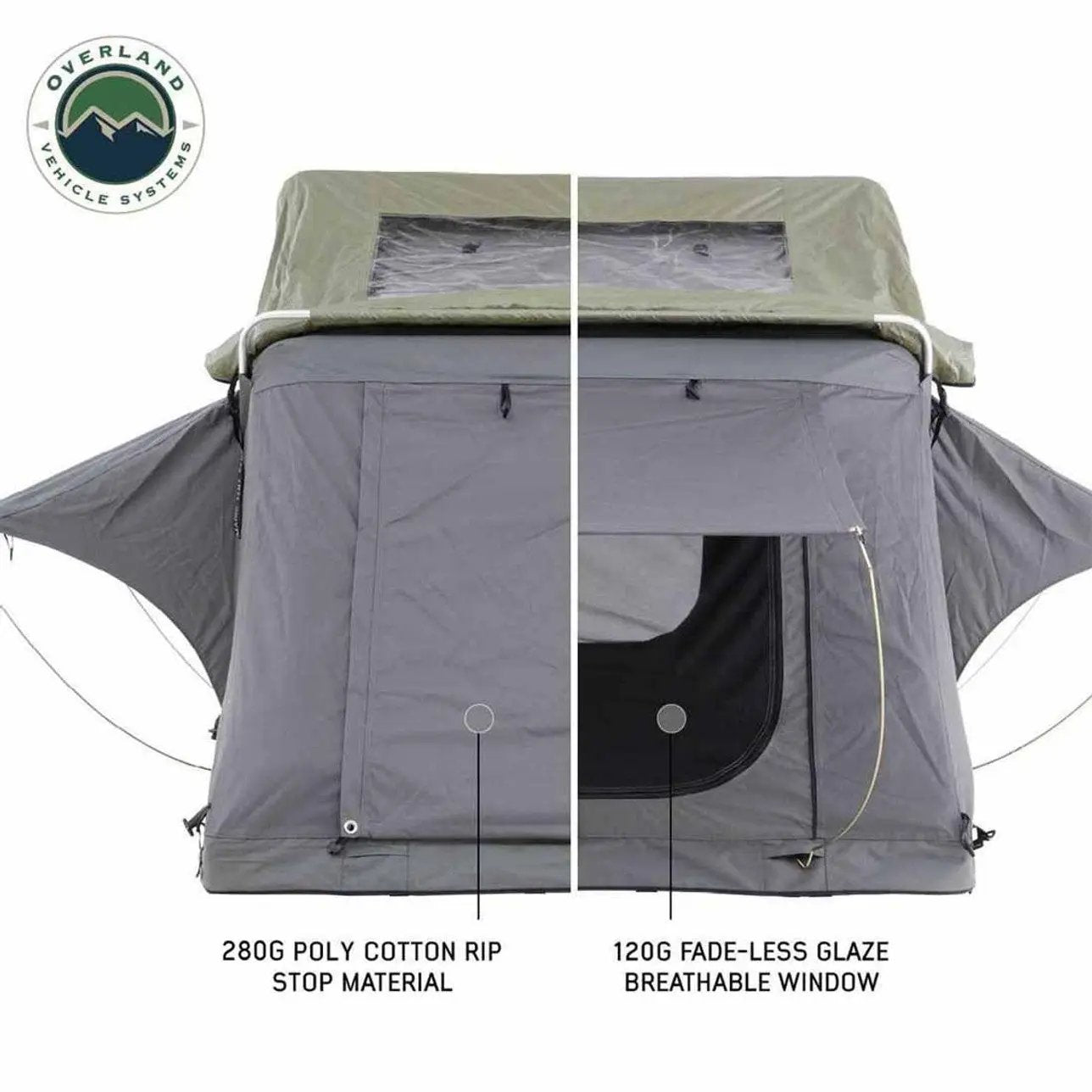 NOMADIC 3 Extended Adventure Roof Top Tent - White Base with Dark Grey Rain Fly and Black Accessories