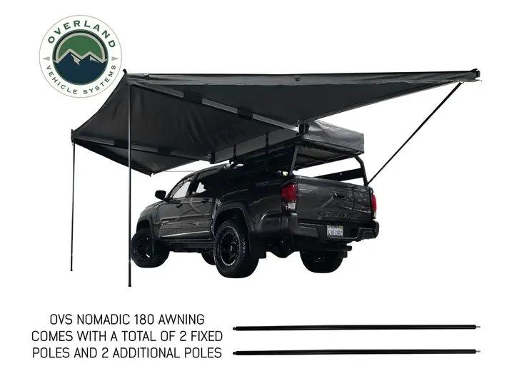 Overland Vehicle Systems / Up Down Air - NOMADIC AWNING 180 - STYLISH DARK GRAY CANOPY WITH BLACK PROTECTIVE COVER & MOUNTING BRACKETS