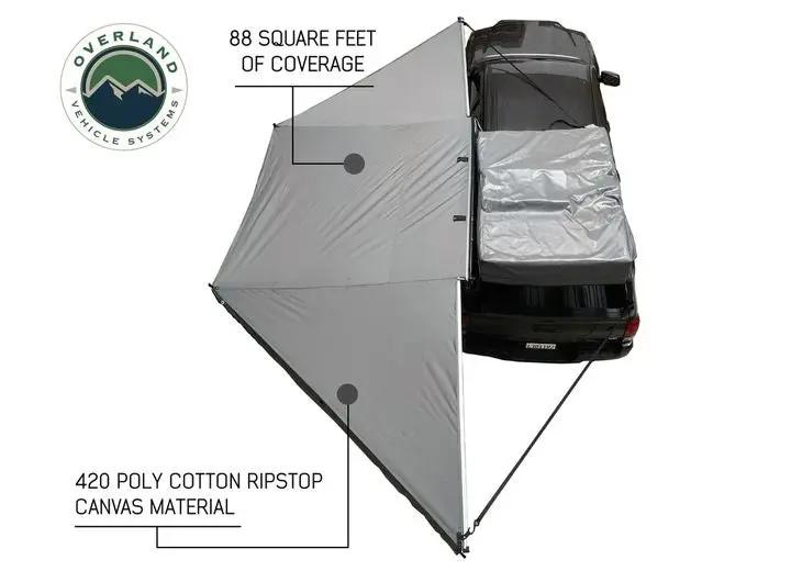 Overland Vehicle Systems / Up Down Air - NOMADIC AWNING 180 - STYLISH DARK GRAY CANOPY WITH BLACK PROTECTIVE COVER & MOUNTING BRACKETS