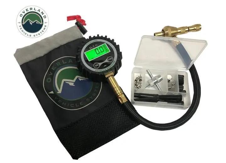 Overland Vehicle Systems Digital Tire Deflator with Valve Kit & Storage Bag