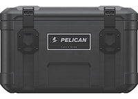 A durable black Pelican Cargo Case - Small Trunk with 80L capacity designed for travel and storage, featuring two heavy-duty latches on the front. The case bears the "PELICAN" logo with a pelican bird graphic and the text "CARGO BX80" below it. This weather-resistant case is ideal for securely transporting and storing equipment.