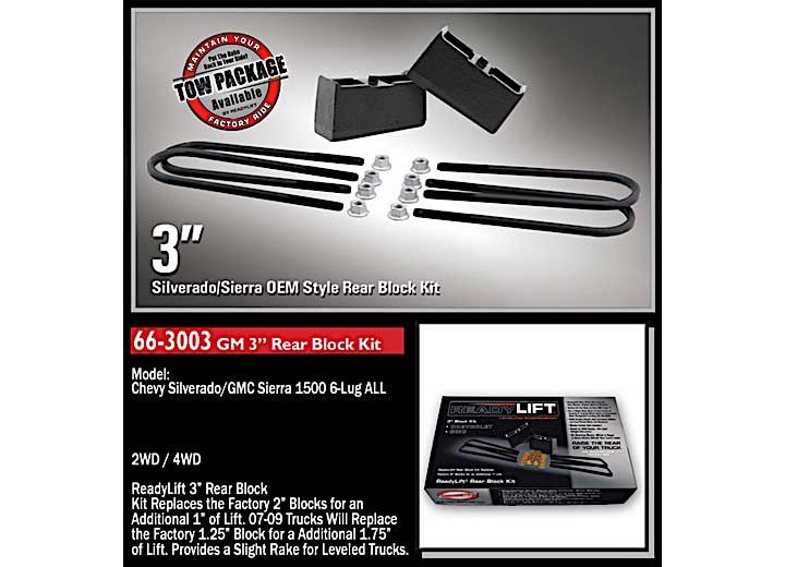 3IN REAR BLOCK KIT 99-18 CHEVY/GMC 1500