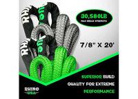 20FT Kinetic Energy Recovery Rope - 7/8IN Gray for Off-Road Adventures
